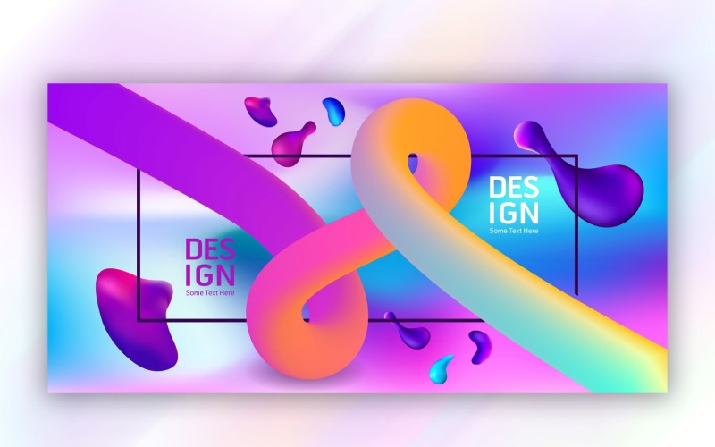 Liquefy Fluid Purple and Pink Color Banner Design Illustration