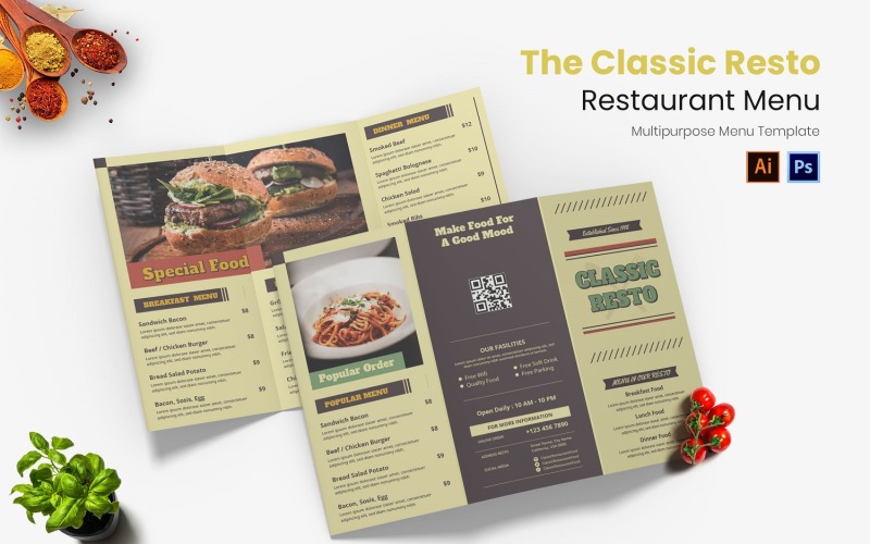 Menu del ristorante classico Resto