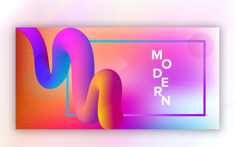 Zkapalněná tekutina oranžová a fialová barva Banner Design ilustrace