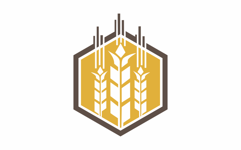 Modèle de logo hexagone de blé