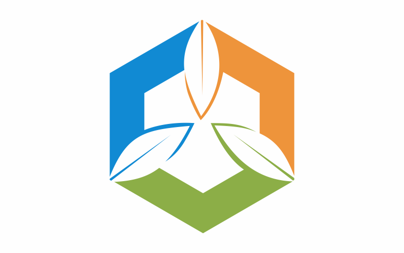 Modello di logo esagono foglia