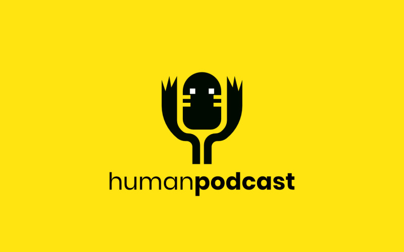 Шаблон логотипа человеческих подкастов