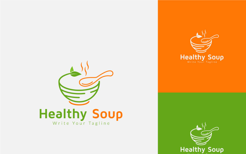 Шаблон оформлення логотипу здорового гарячого супу