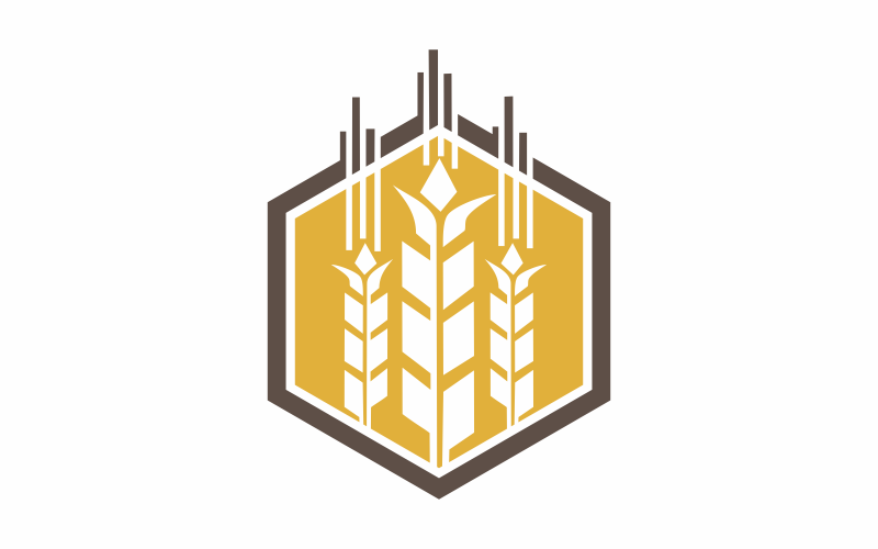 Tarwe zeshoek Logo sjabloon