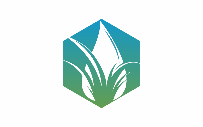 Zeshoek gras Logo sjabloon
