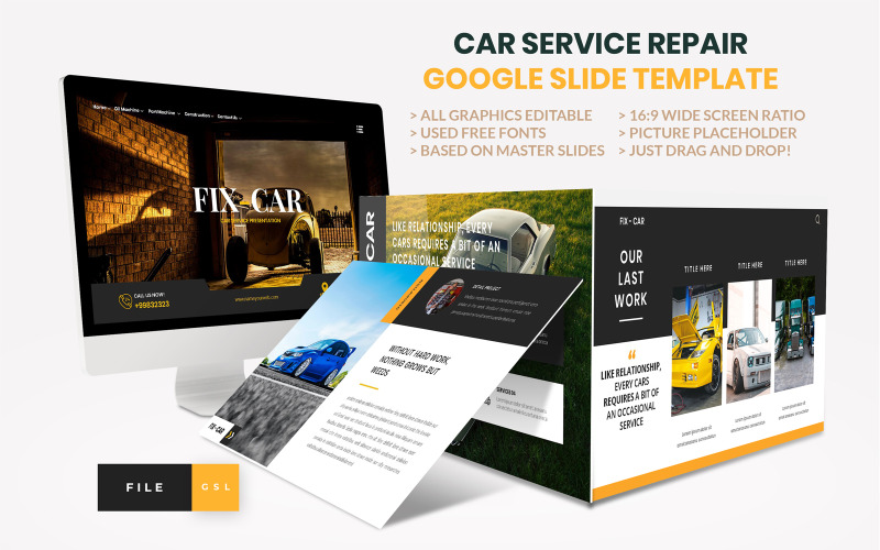 Autójavító szolgáltatás Google Slide Template