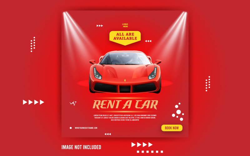 Bannière sociale promotionnelle de location de voiture