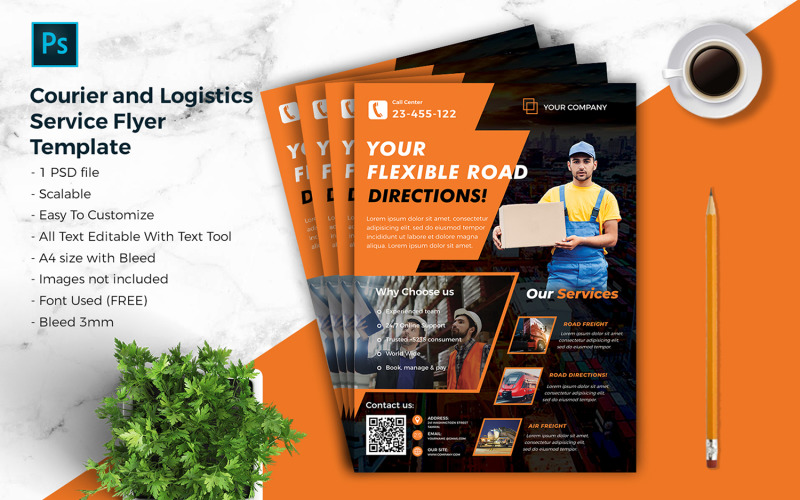 Courier & Logistic Flyer Template vol.03