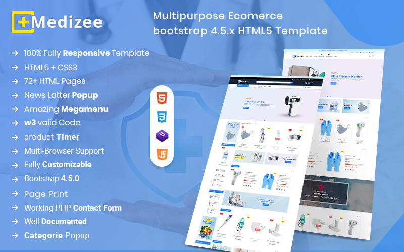 Medizee- Medical Equipment eCommerce HTML5 Website Template