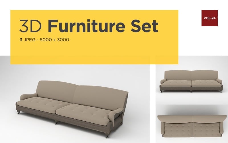 Luksusowa sofa z widokiem z przodu Meble 3d Photo Vol-24 Makieta produktu