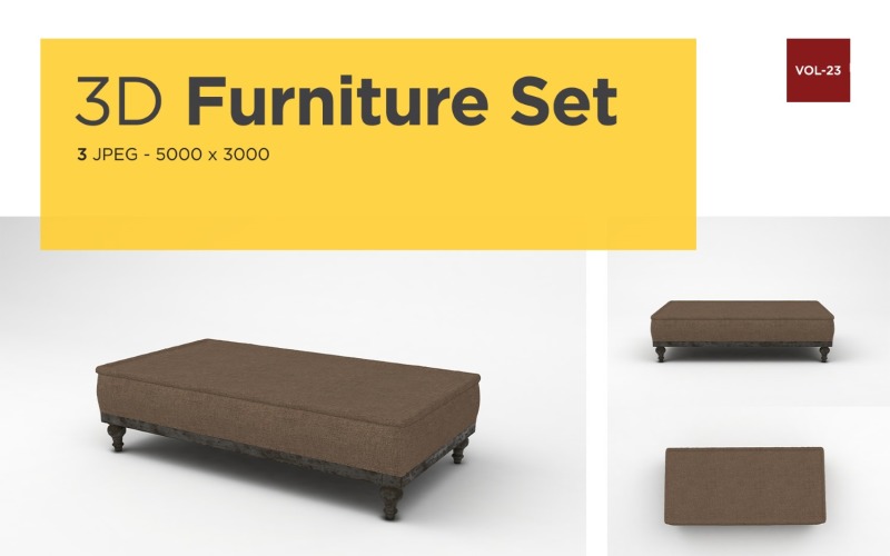 Maquette de produit de la photo 3D Vol-23 de meubles modernes de vue de face de lit de repos