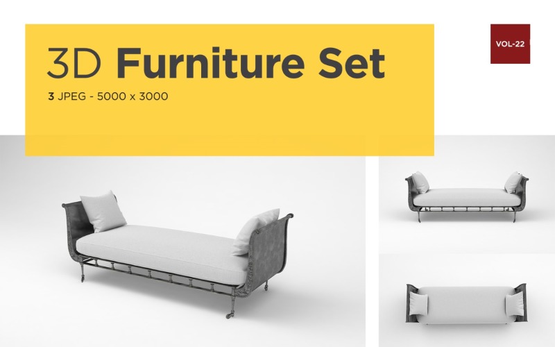 Modern Daybed Front View Furniture 3D Photo Vol-22 Product Mockup