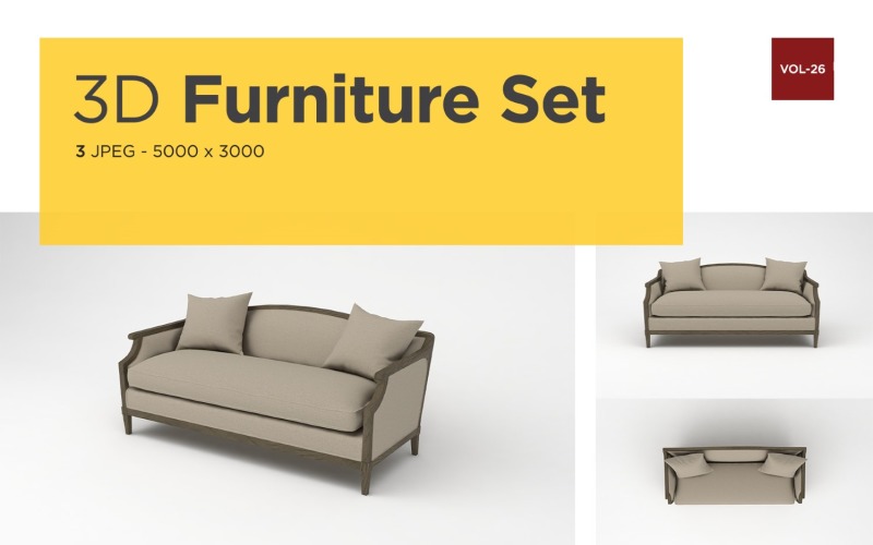 Modern Sofa Front View Furniture 3d Photo Vol-26 Product Mockup