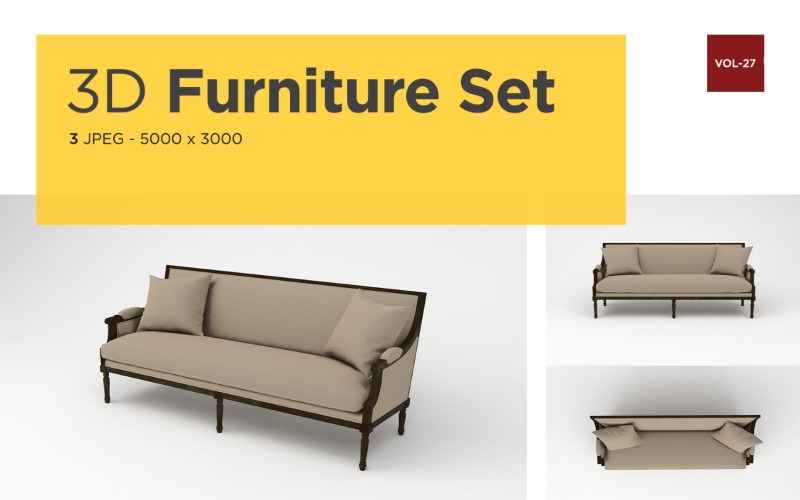Modern Sofa Front View Furniture 3d Photo Vol-27 Product Mockup