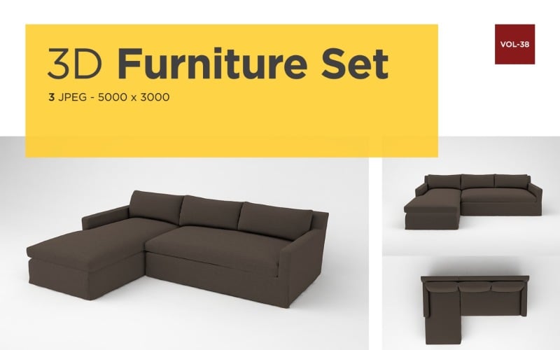 Modern Sofa Front View Furniture 3d Photo Vol-38 Product Mockup