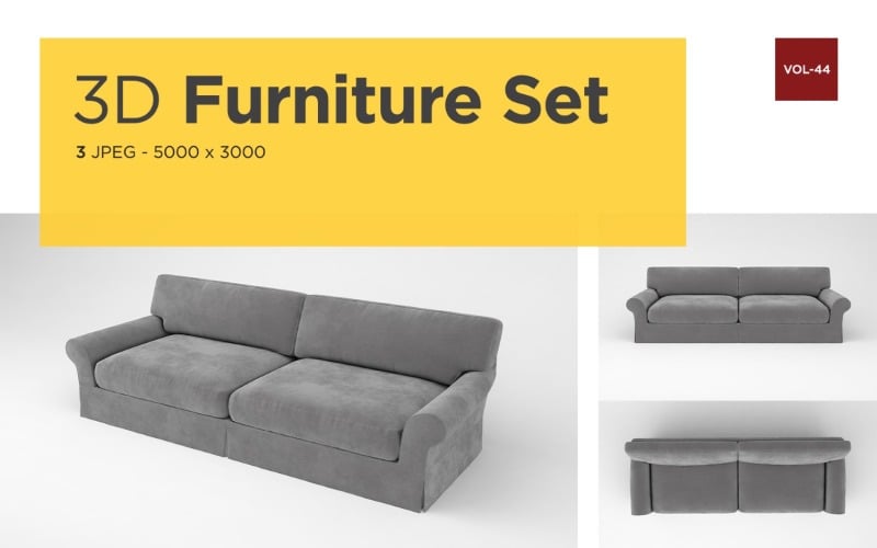 Modern Sofa Front View Furniture 3d Photo Vol-44 Product Mockup
