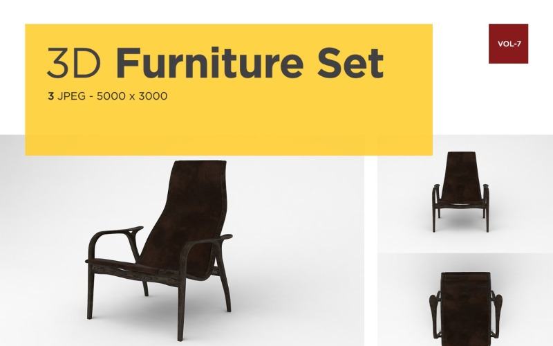 Muebles de vista frontal de sillón de lujo Maqueta de producto 3d Photo Vol-7