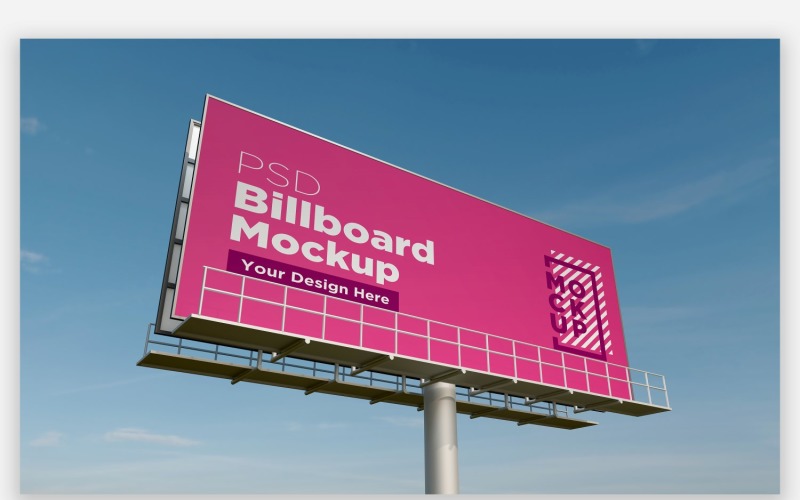 Sky Hooding Billboard Mockup boční pohled