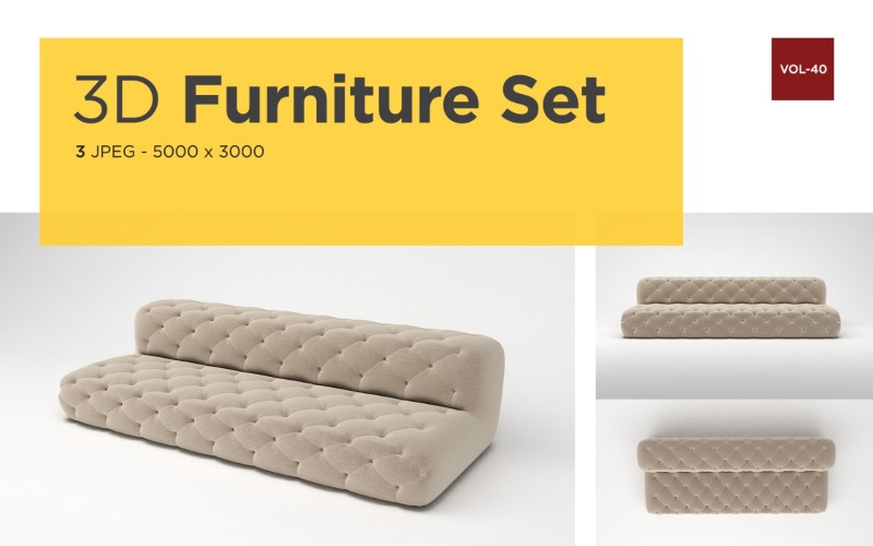 Современный диван, вид спереди, мебель, 3d фото, макет продукта Vol-40