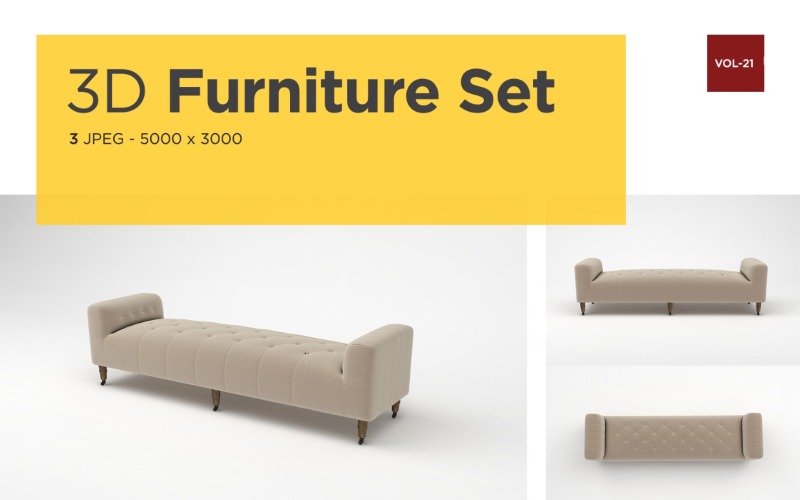 现代沙发床前视图家具3d照片Vol-21产品样机