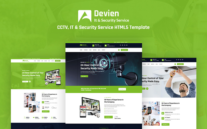 Devien - CCTV、IT 和安全服务响应 HTML5 网站模板