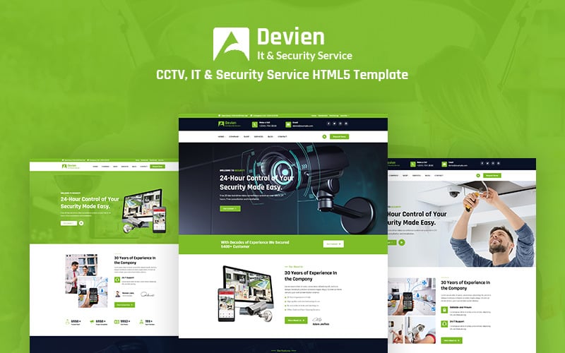 Devien - Шаблон веб-сайту для відеоспостереження, інформаційних технологій та служби безпеки, адаптивний HTML5