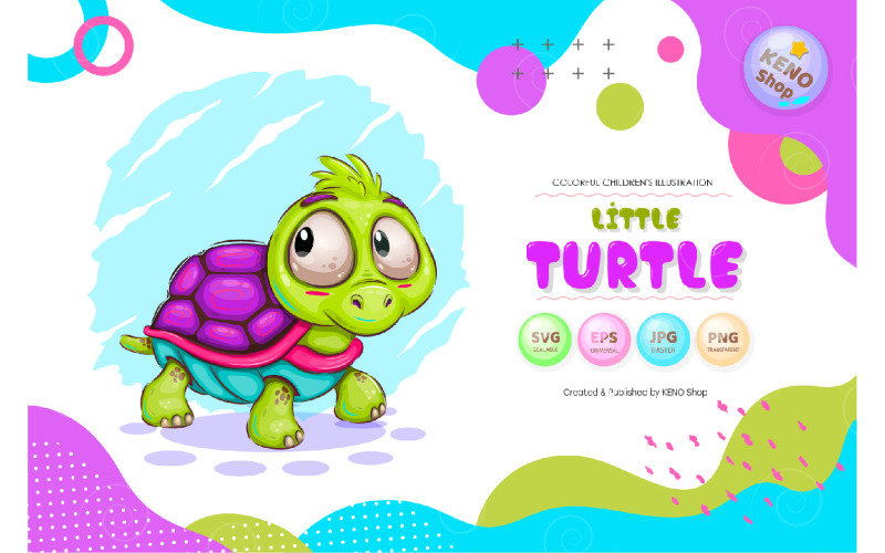 Liten Сartoon Turtle Vector
