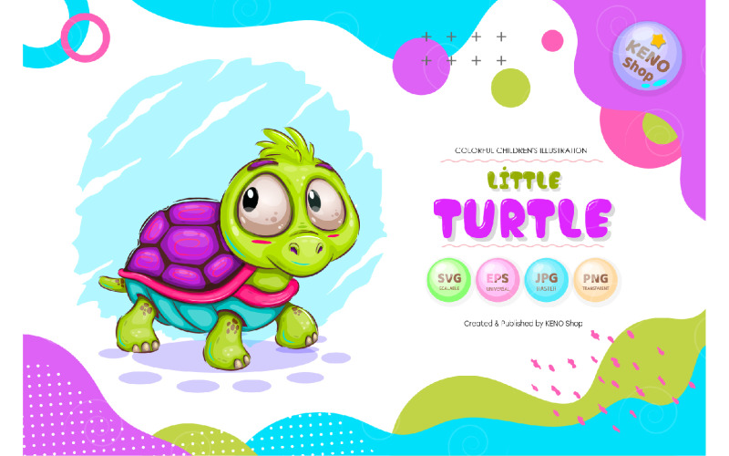 Little Сartoon Turtle vettore