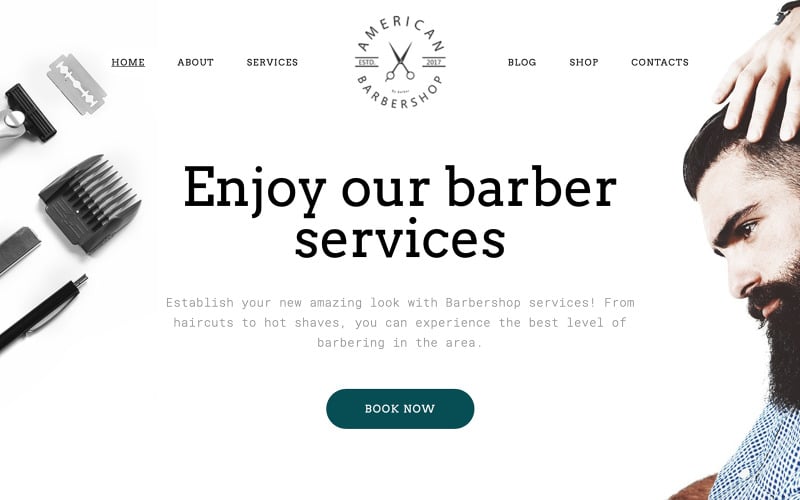 Modelo de site de várias páginas responsivo de barbearia grátis