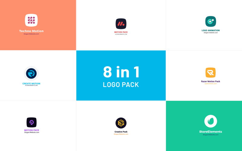 Quick Motion Logo Stings Pack 8 in 1 After Effects Template