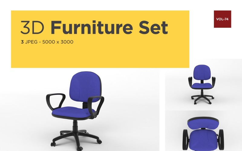 Роскошное кресло, вид спереди, мебель, 3d фото, Vol-74, макет продукта