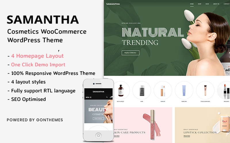 Samantha - Cosmetica WooCommerce WordPress-thema