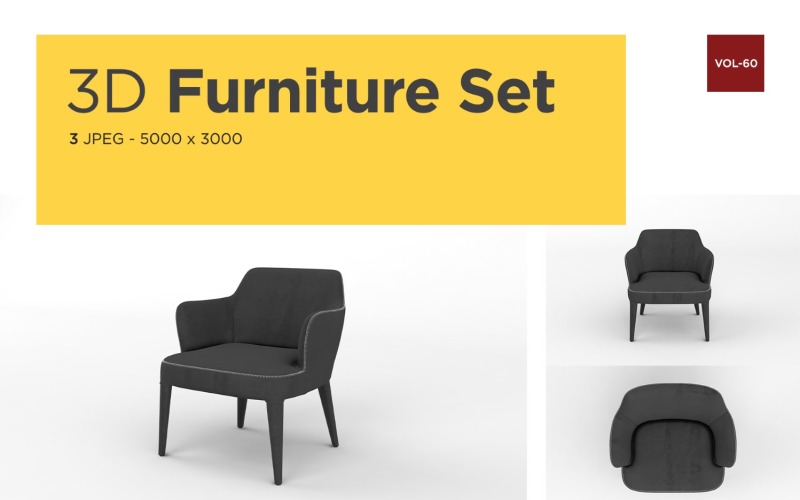 Современное кресло, вид спереди, мебель, 3d фото, том 60, макет продукта