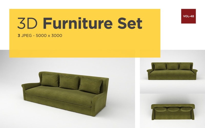 Современный диван, вид спереди, мебель, 3d фото, Vol-48, макет продукта