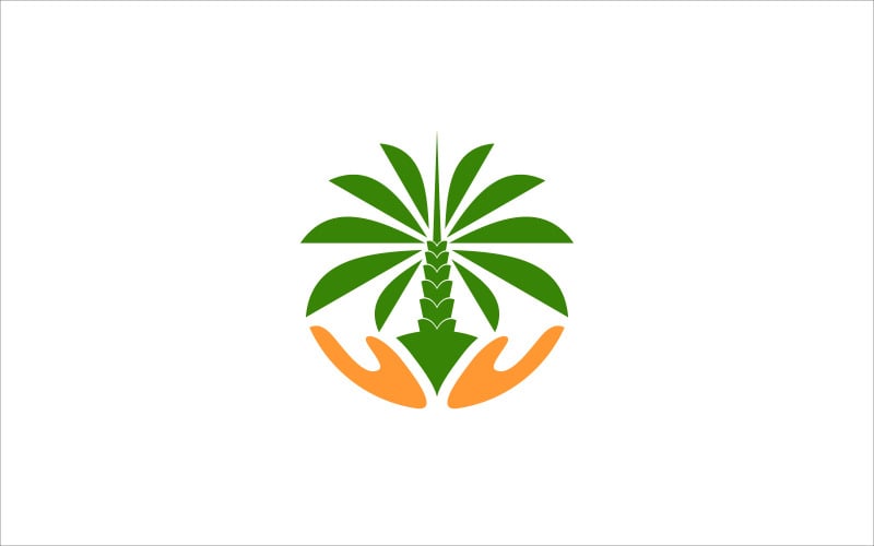 Group Hands and  Oil Palms Logo template