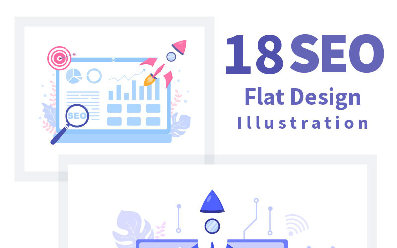 18 Ilustração em vetor de otimização de mecanismo de SEO