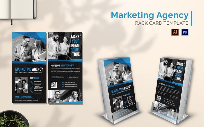 Brochure de la carte de support pour agence de marketing
