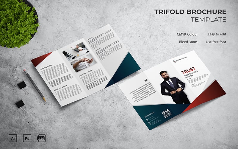 Доверие - шаблон брошюры Trifold