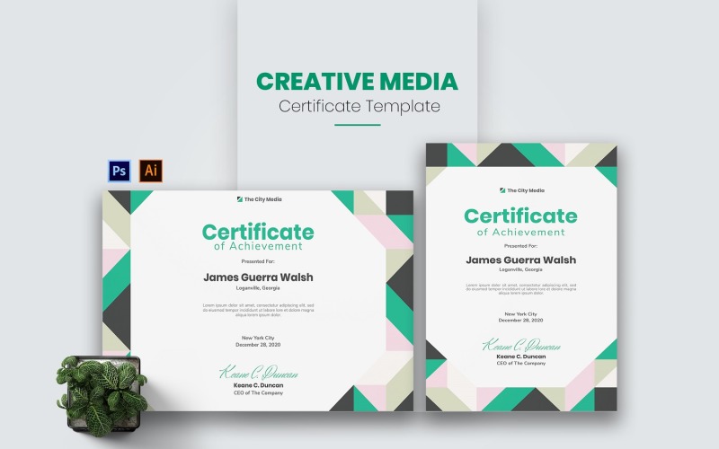 Šablona certifikátu Creative Media