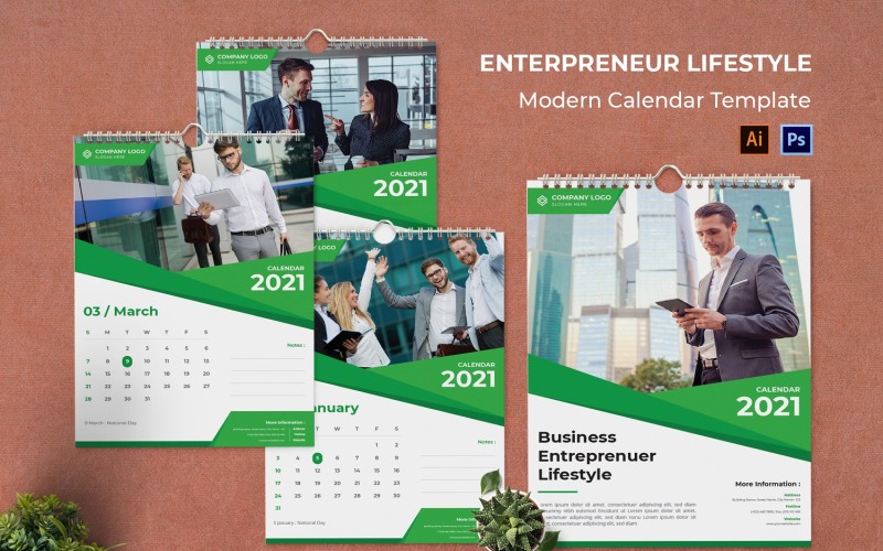 Unternehmer-Lebensstil-Kalender-Porträt