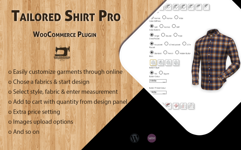 WooCommerce Tailored Shirt Online Pro - Plugin WordPress