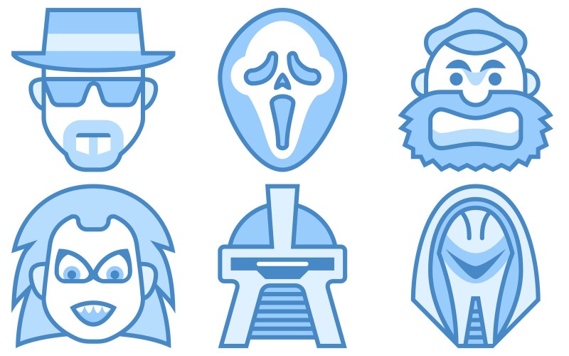 Characters Icon Pack in Blue UI Style - TemplateMonster