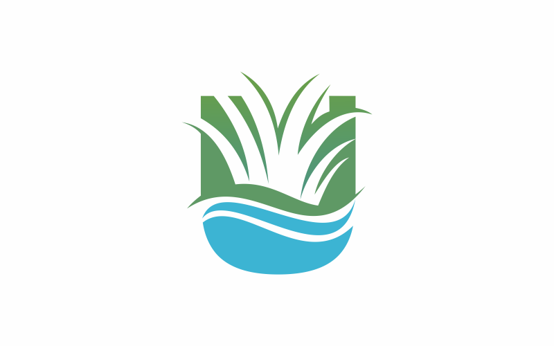 Modèle de logo lettre U herbe
