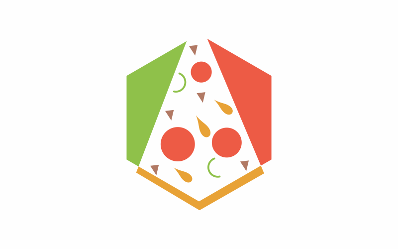 Modello di Logo di pizza esagonale