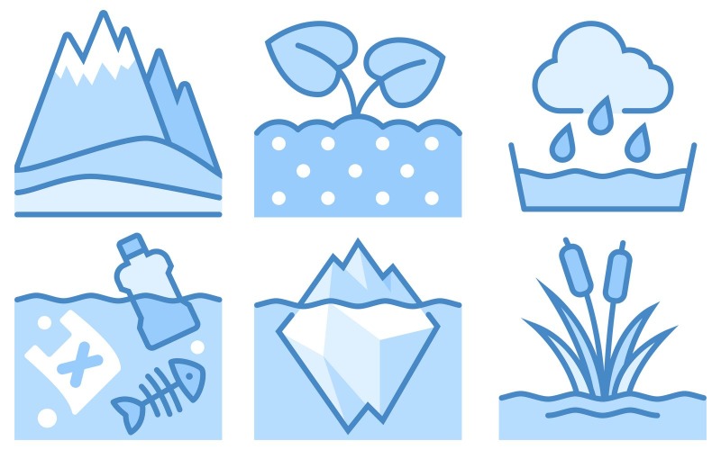 Nature Icon Pack em estilo UI azul