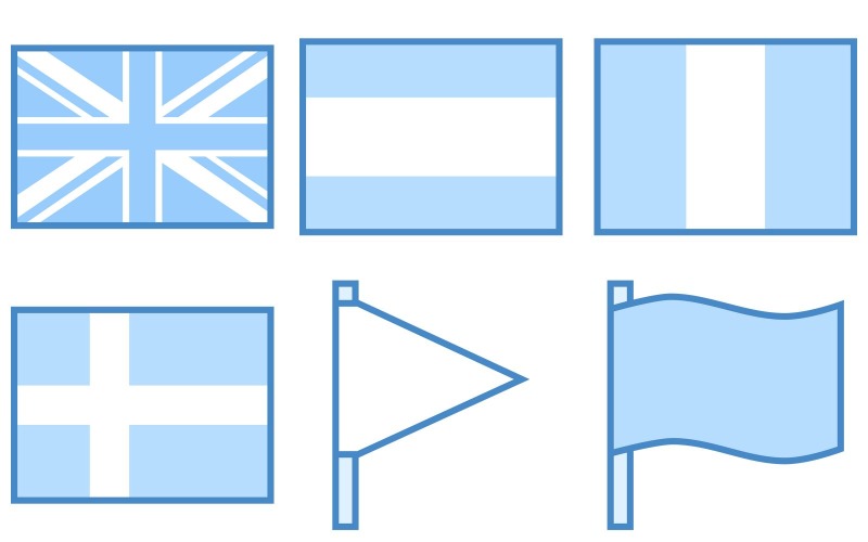 Пакет значков флагов в синем стиле пользовательского интерфейса