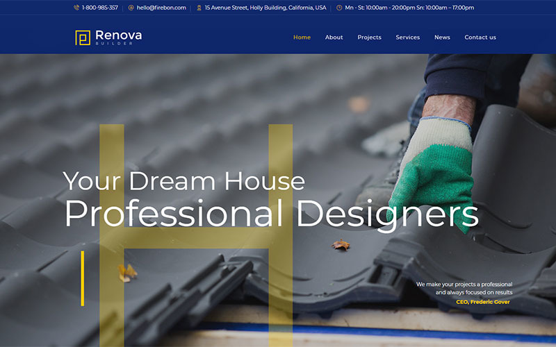 Renova - WordPress-tema för konstruktion och byggnad