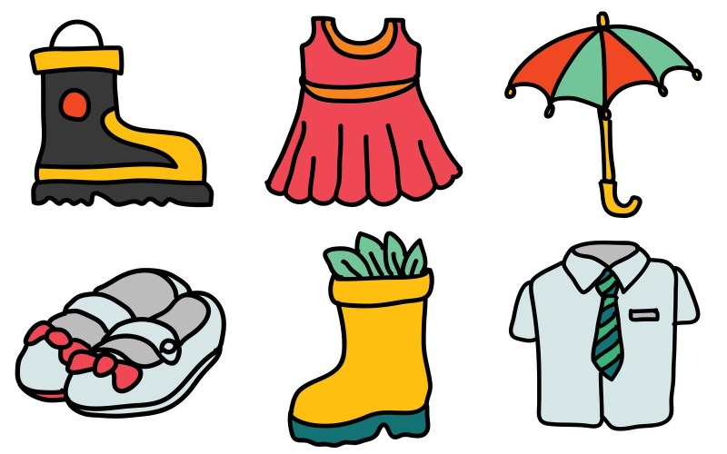 Clothing Icon Pack in Doodle Style