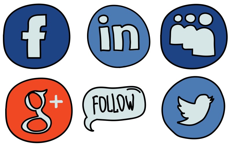 Paquete de iconos de redes sociales en estilo Doodle