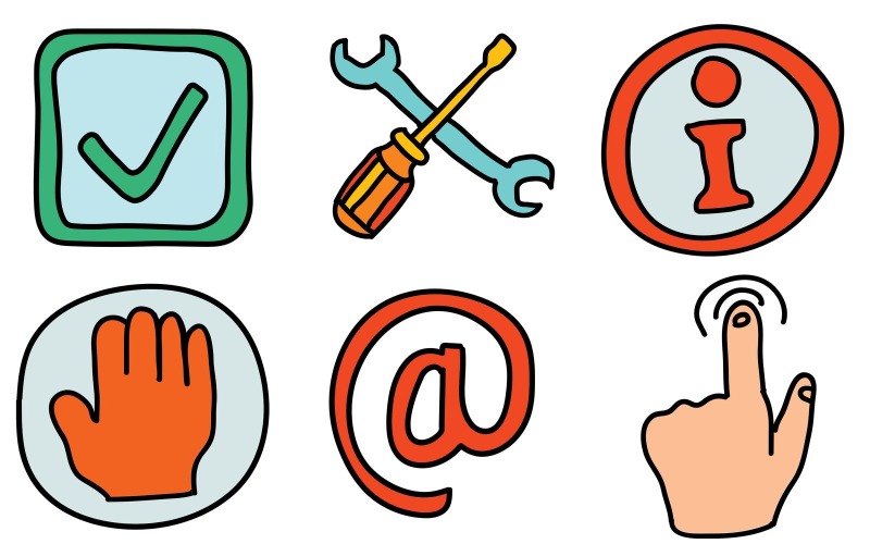 User Interface Icon Pack in Doodle Style - TemplateMonster
